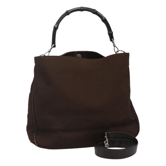 GUCCI Bamboo Hand Bag Canvas 2way Brown 001 1577 1781 Auth ti2713 - Picture 1 of 15